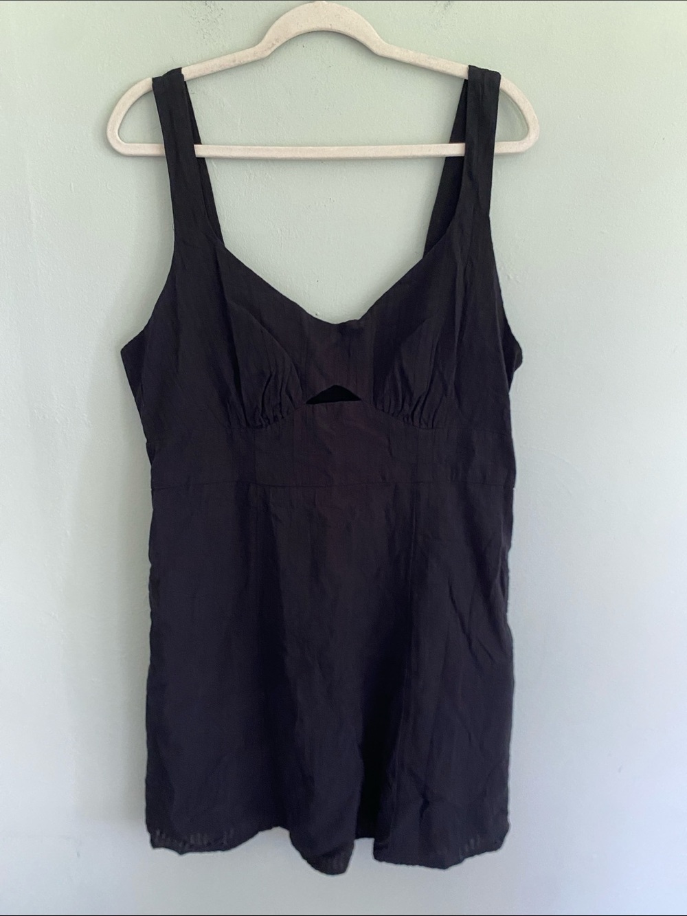 American Eagle Womens Cotton & Linen Blend Black Mini Dress with keyhole size XL